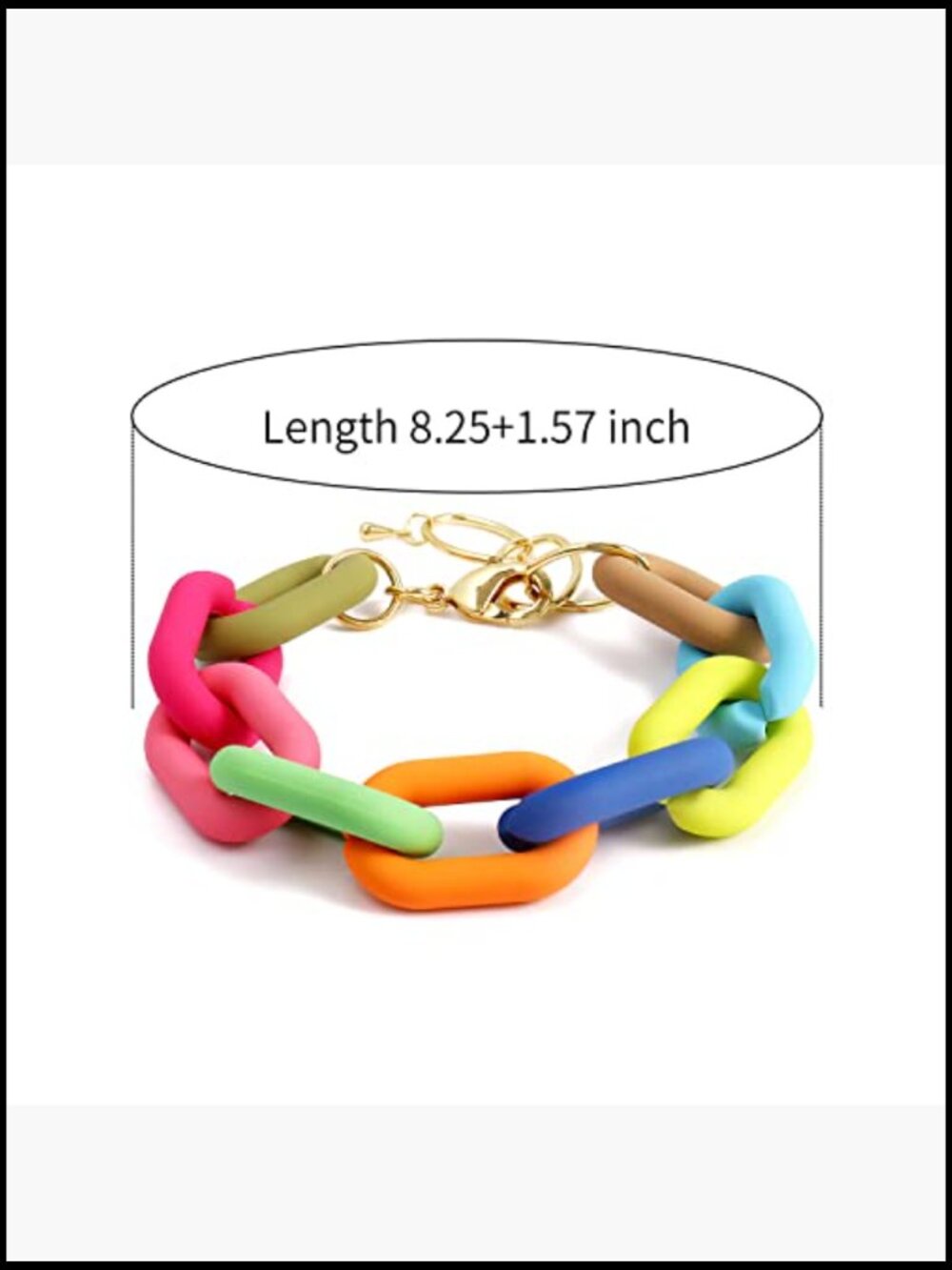 Chunky Resin Chain Bracelet Neon Plastic Rainbow Summer Surfer Trendy Y2K - Picture 2 of 2